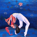 Unity With Nature' figurative acrylic painting by artist Prasenjit Nath, 42x38 inch, on canvas