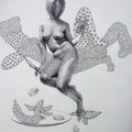 Nude pen drawing titled 'Unkilled Desire 7', 26x20 inches, by artist Mansi Sagar on Paper