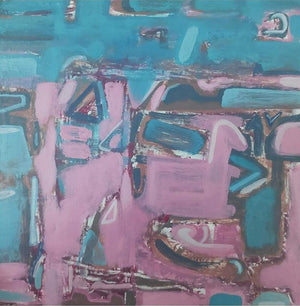 Abstract acrylic painting titled 'Unknown Layers 5', 8x8 inches, by artist Sameer Dixit on Canvas