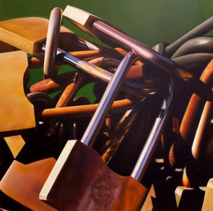 Unlock The Heaven (Tangled Destinies) by Abid Shaikh, Original Oil Still-Life Painting on Canvas, Medium Square Wall Art