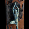 Unmukt' religious Bronze, Wood sculpture by artist Rajeev Ranjan, 16x9 inch, on bronze, wood