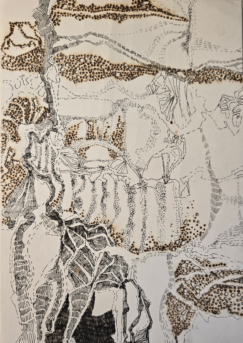 The Unseen Perfume' contemporary mixed-media painting by artist Shreya Wakle, 12x8 inch, on paper