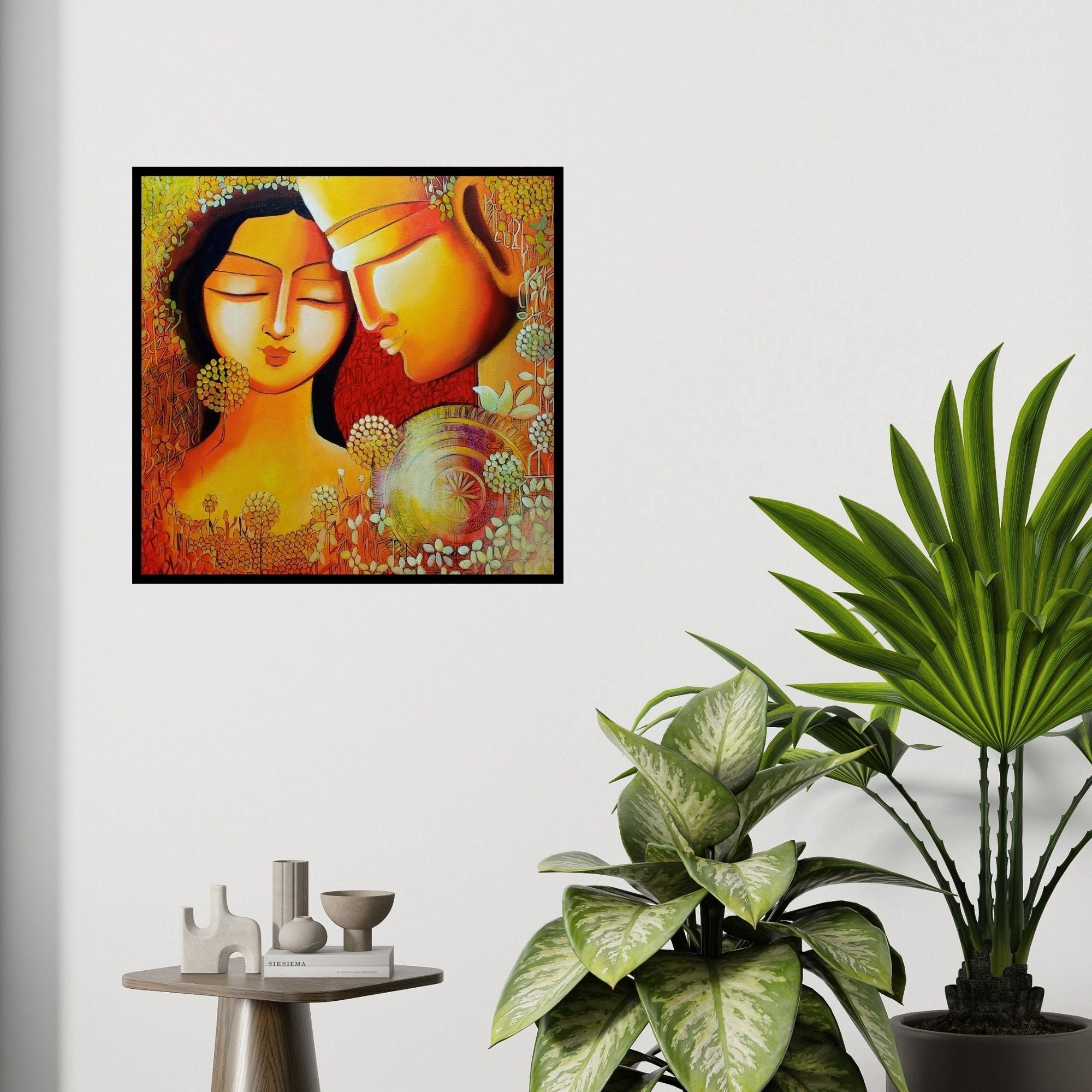 In-situ view of Nitu Chhajer's 'Unspoken Love' painting in a room