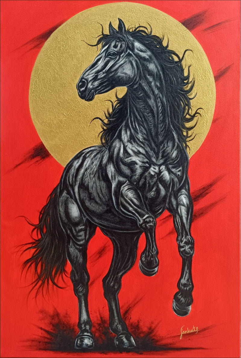 Unstoppable 1' animals mixed-media painting by artist Sanket A Sawant, 36x24 inch, on canvas