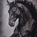 Unstoppable 1' animals charcoal painting by artist Sanket Sawant, 26x20 inch, on paper