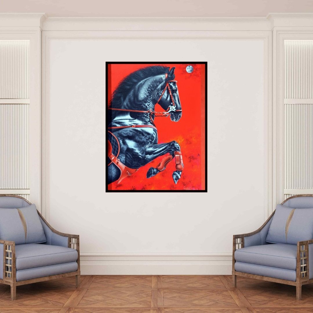 In-situ view of Sanket Sawant's 'Unstoppable 2' painting in a room