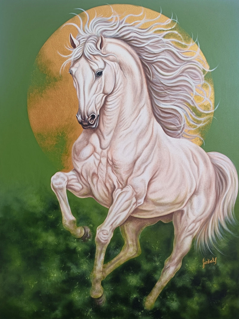 Unstoppable 3' animals acrylic painting by artist Sanket A Sawant, 48x36 inch, on canvas