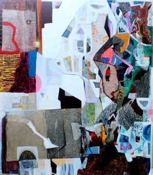 Untitle 2 (Urban Fragment) by Vipin Singh, Original Canvas Abstract Painting on Canvas, X-Large Vertical Wall Art