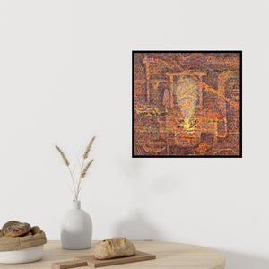 Preview of 'Untitled 5 (Illuminated Depths)' Painting by Amit Kshirsagar shown on a wall in a furnished room.