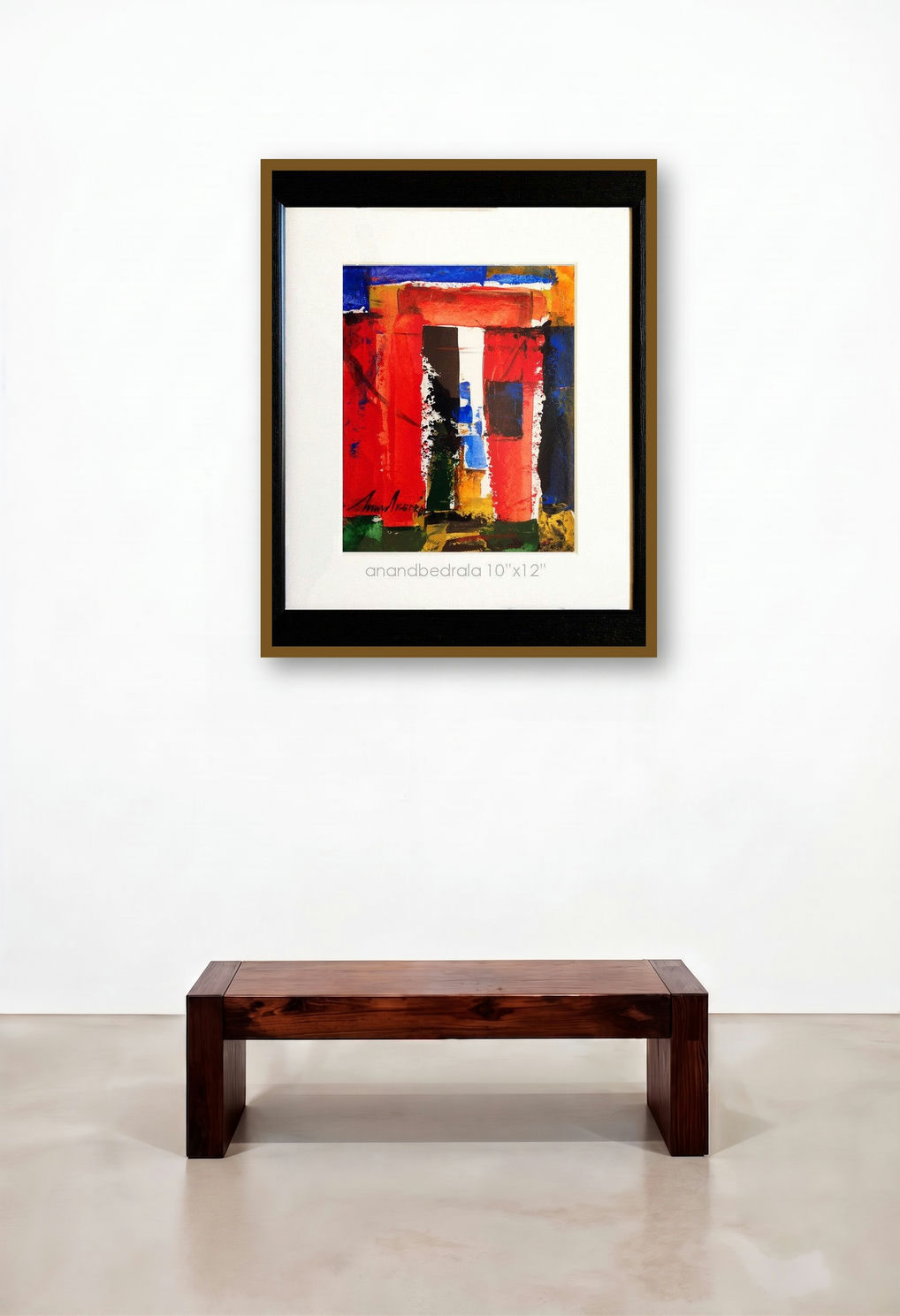 Untitle 5 (City Rhythms) by artist Anndbedrala Bangalore displayed in a Mid-Century Modern Study