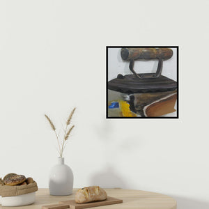 In-situ view of Somanth Adamane's 'Untitled 1 (The Old Iron)' painting in a room