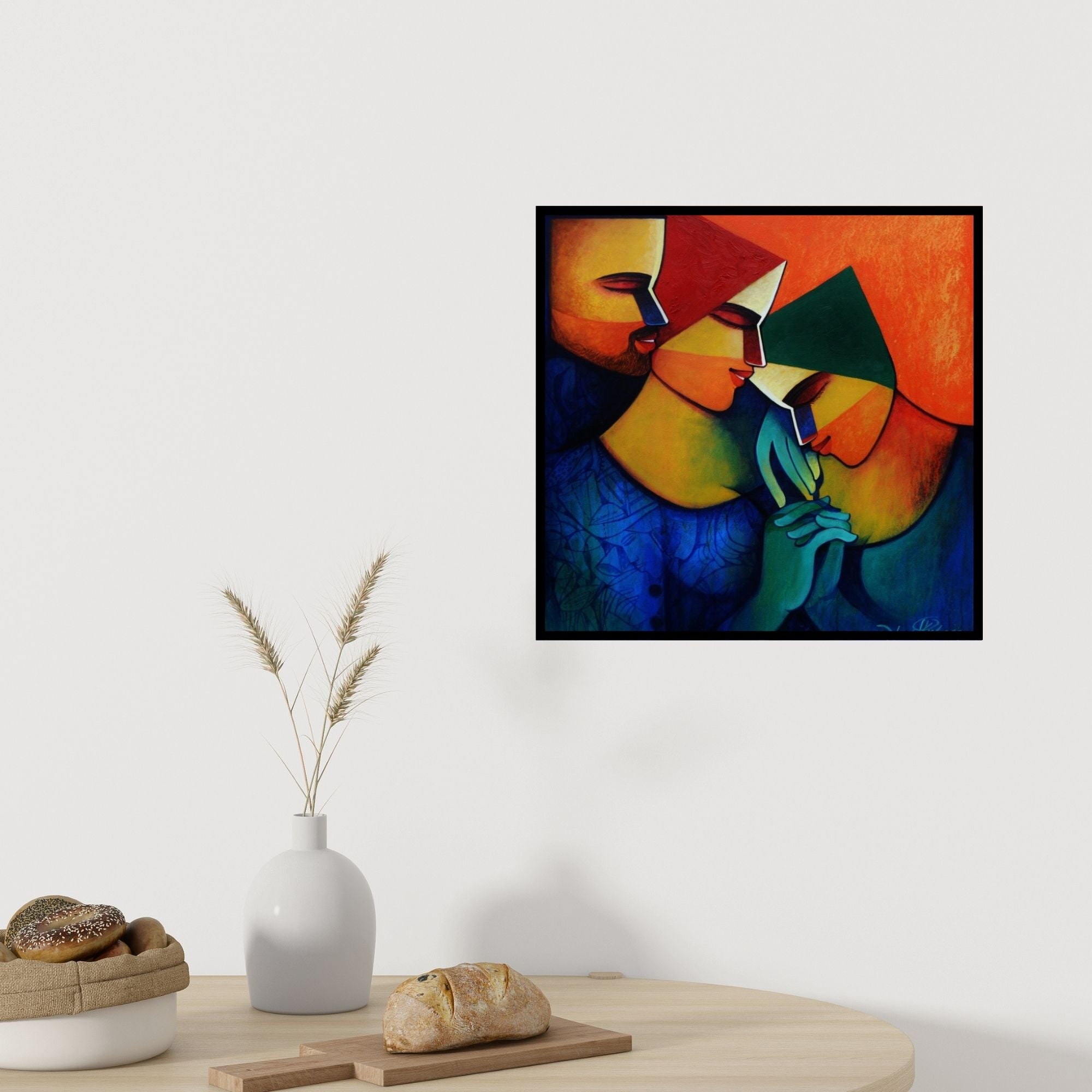 Preview of 'Untitled 1' Painting by Nawal Kishore shown on a wall in a furnished room.