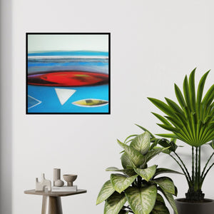 In-situ view of Yashwant Pawar's 'Untitled 1 (Abstract Coastal View)' painting in a room