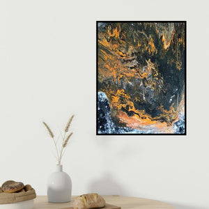 Kartikey Sharma's 'Untitled 1' painting visualized above a sofa in a contemporary room.