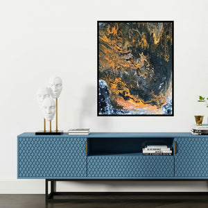 'Untitled 1' painting by Kartikey Sharma shown on a wall in a furnished room.