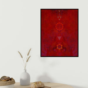 Keshav Kasar's 'Untitled 1 (The Cosmic Dance)' painting visualized above a sofa in a contemporary room.