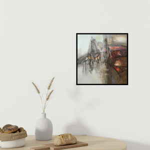 In-situ view of Ajay Deshpande's 'Untitled 1 (Cityscape Sketch)' painting in a room