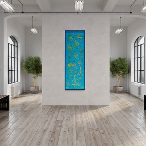 In-situ view of Joydeep Bhattachrjee's 'Untitled 1 (The Garden of Dreams)' painting in a room