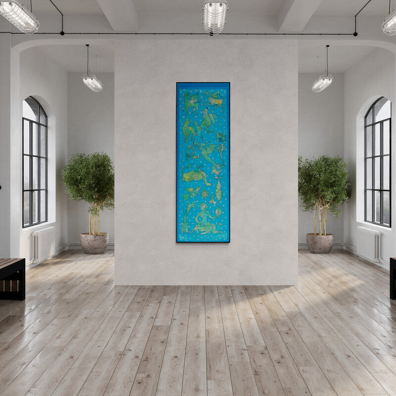 In-situ view of Joydeep Bhattachrjee's 'Untitled 1 (The Garden of Dreams)' painting in a room