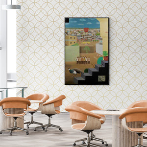 In-situ view of Haraprasad Tripathy's 'Untitled 1 (A Peaceful Interlude)' painting in a room