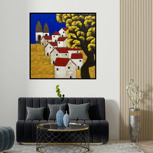 Nagesh Ghodke's 'Untitled 1' painting visualized above a sofa in a contemporary room.