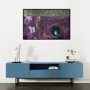 Preview of 'Untitled 1' Painting by Gopal Roy shown on a wall in a furnished room.