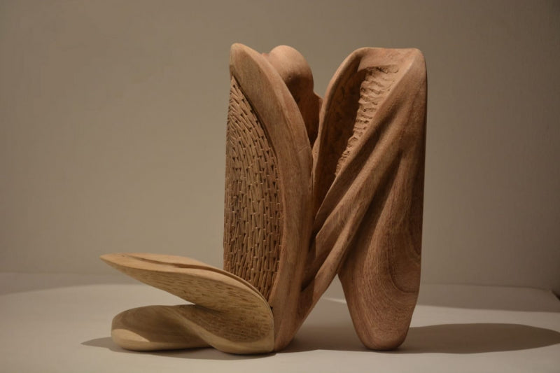 Untitled 1' contemporary Wood sculpture by artist Rohan Pawar, 10x9 inch, on wood