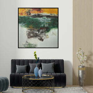 Shilpa Nikam's 'Untitled 1 (Untitled 1)' painting visualized above a sofa in a contemporary room.