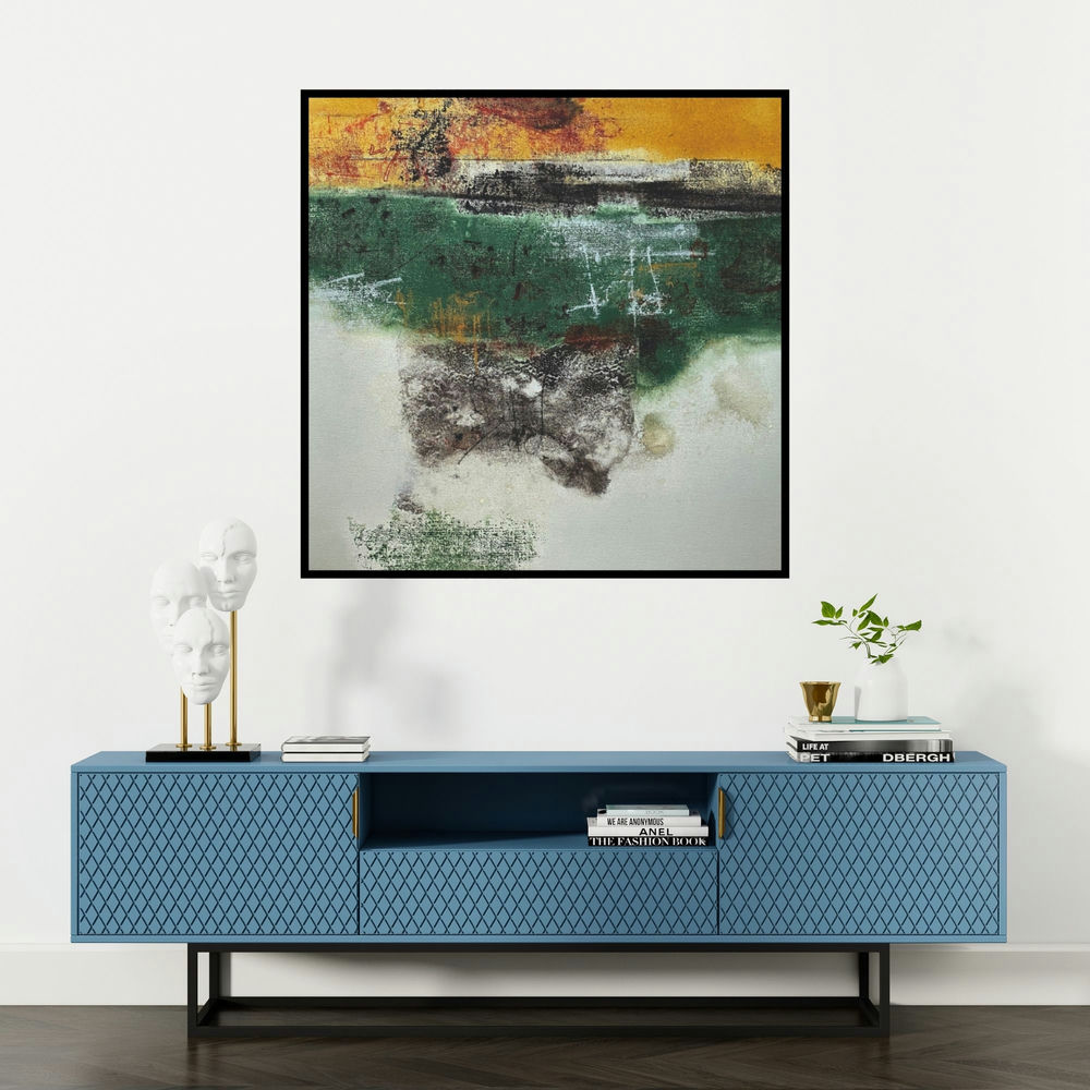 'Untitled 1 (Untitled 1)' painting by Shilpa Nikam shown on a wall in a furnished room.