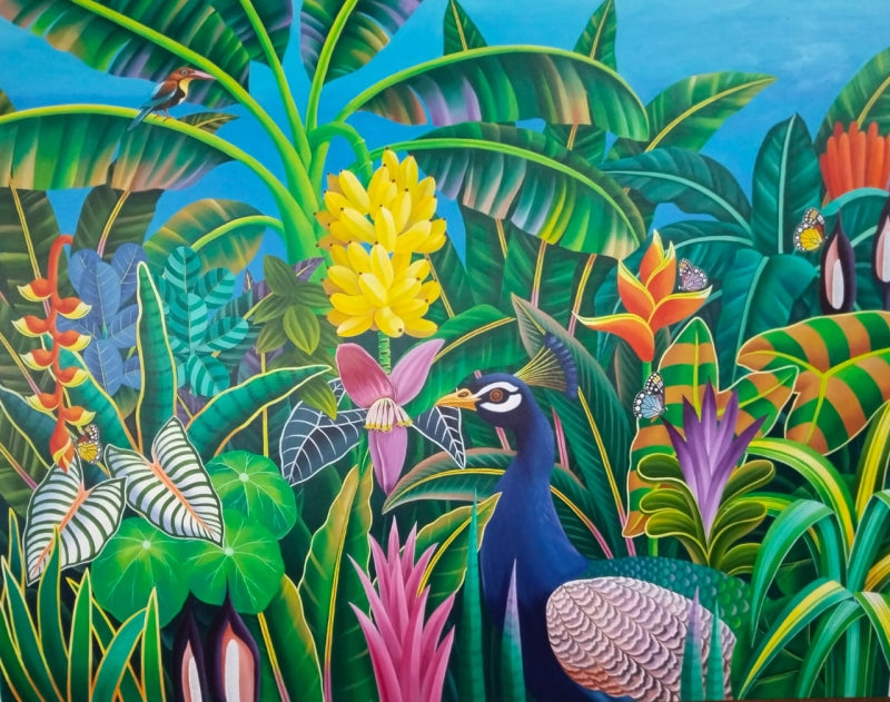 Untitled 1' animals acrylic painting by artist Murali Nagapuzha, 48x60 inch, on canvas