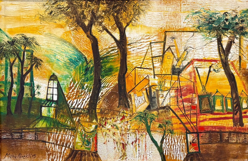 Untitled 1' landscape oil painting by artist Manu Parekh, 40x60 inch, on canvas