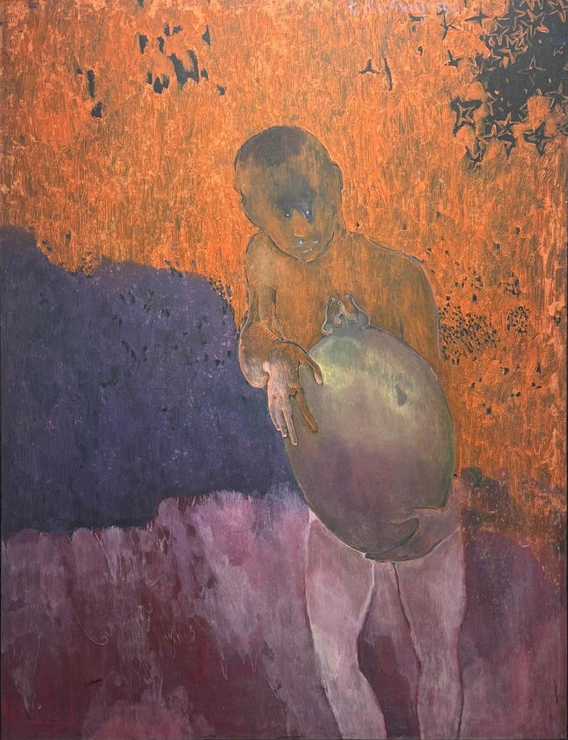 Untitled 1' figurative acrylic painting by artist Natarajan Gangadaran, 48x36 inch, on canvas