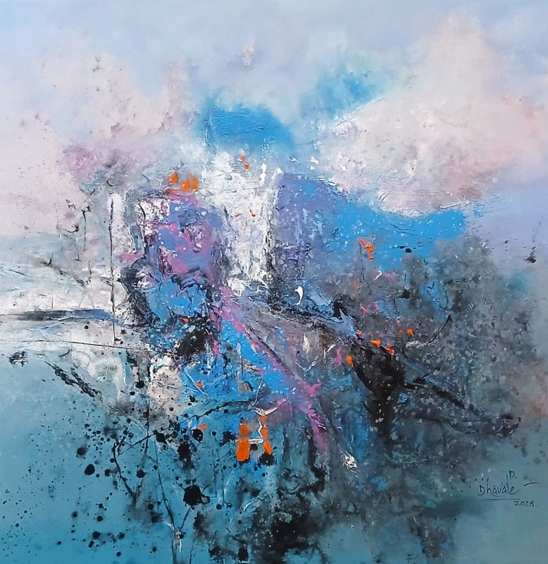 Untitled 1' abstract acrylic painting by artist Dnyaneshwar Dhavale, 36x36 inch, on canvas