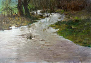Untitled 1' landscape acrylic painting by artist Dilip Dudhane, 24x30 inch, on canvas
