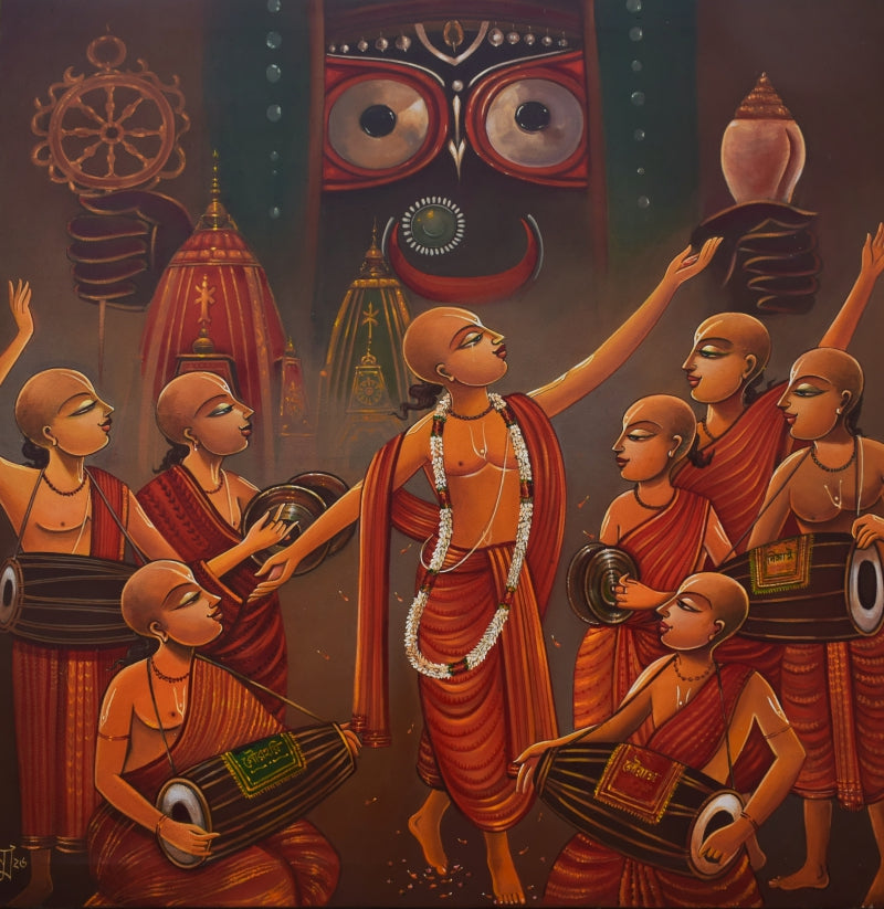 Untitled 1' religious acrylic painting by artist Sumon Naskar, 36x36 inch, on canvas