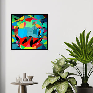 In-situ view of Prasanta Acharjee's 'Untitled 1 (Urban Symphony)' painting in a room