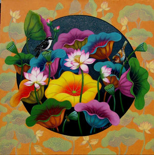 Nature acrylic painting titled 'Untitled 1', 24x24 inches, by artist Nur Ali on Canvas