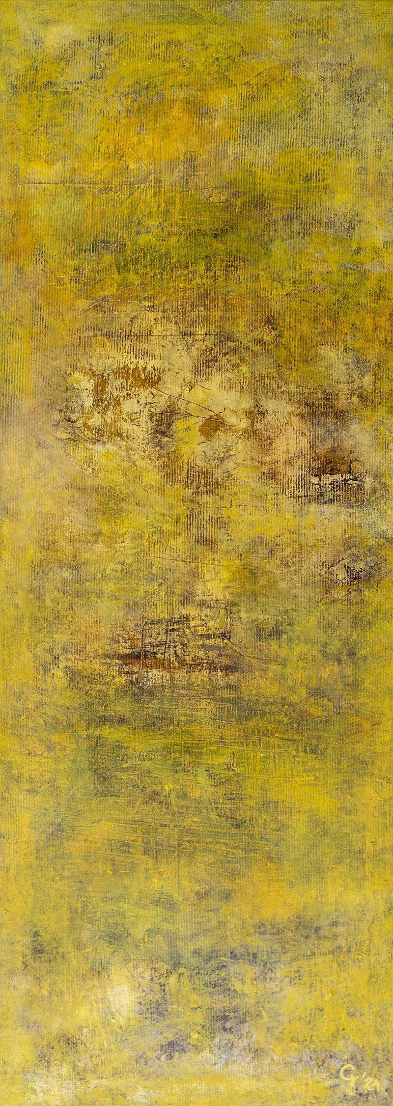 Untitled 1' abstract oil painting by artist Goutam Mukherjee, 34x12 inch, on canvas
