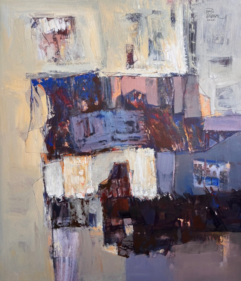 Untitled 1' contemporary acrylic painting by artist Raju Baviskar, 40x35 inch, on canvas