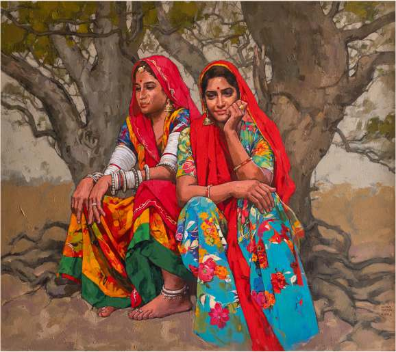 Untitled 1' figurative acrylic painting by artist Anushka Varekar, 36x41 inch, on canvas