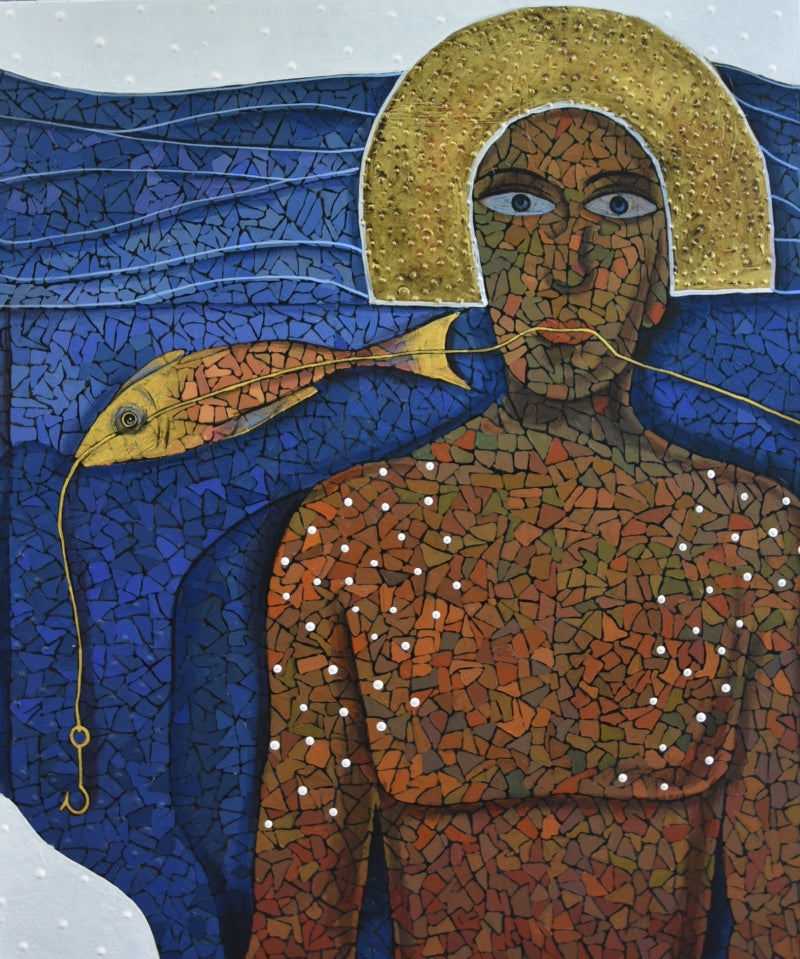 Untitled 1' figurative acrylic painting by artist Pravin Randive, 36x30 inch, on canvas