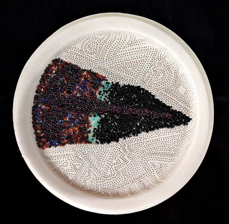 Untitled 1' contemporary mixed-media painting by artist Poonam Kishor, 12x12 inch, on food paper plate