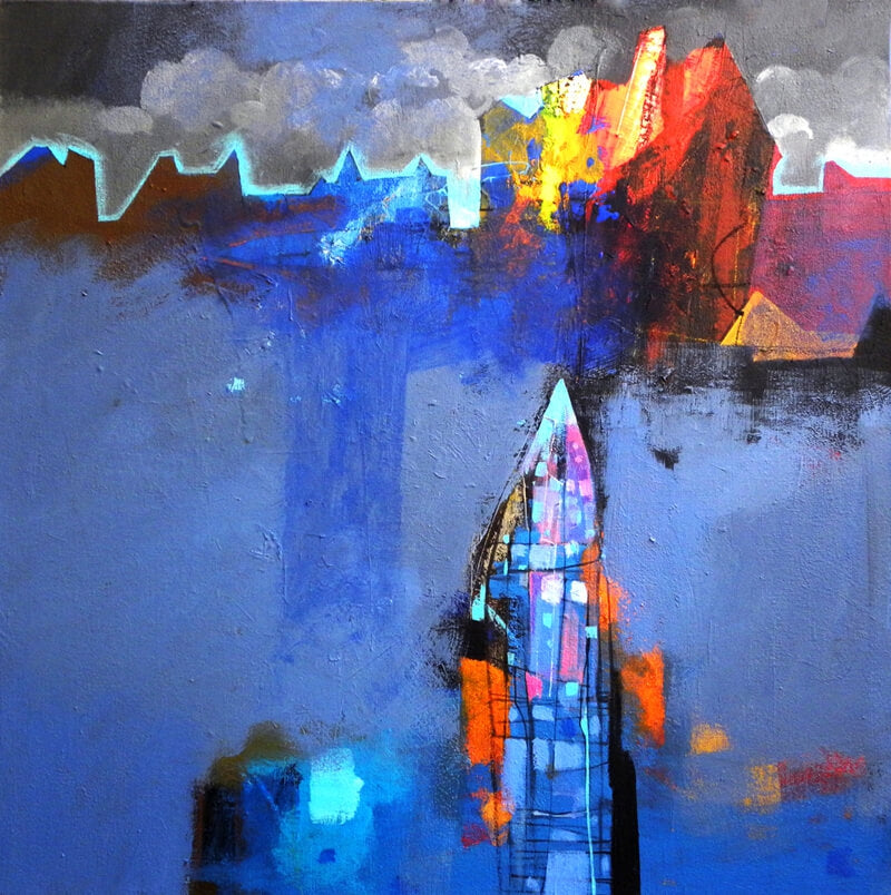 Untitled 1' contemporary acrylic painting by artist Pradip Sengupta, 24x24 inch, on canvas
