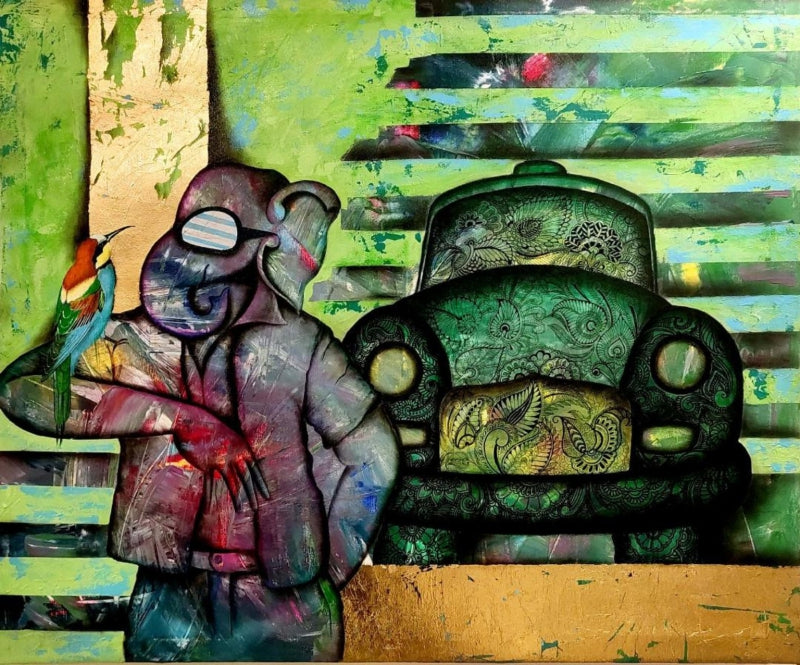 Untitled 1' contemporary mixed-media painting by artist Mohit Bhardwaj, 30x36 inch, on canvas