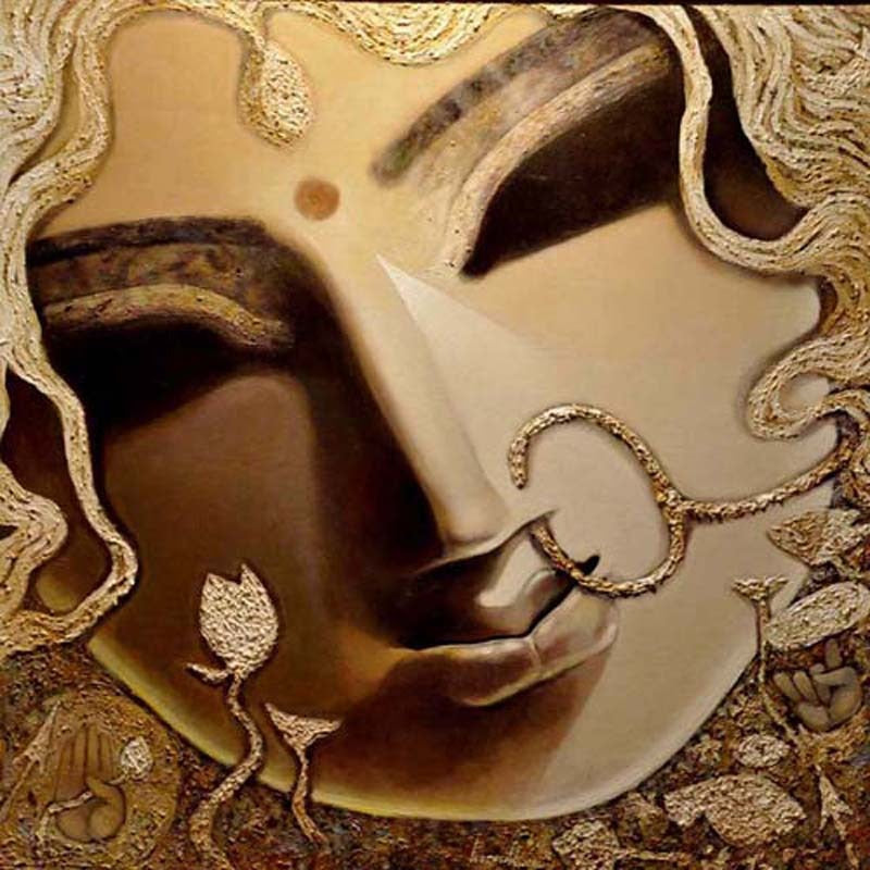 Untitled 1' religious acrylic painting by artist Subrata Ghosh, 40x40 inch, on canvas