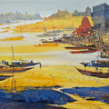 Seascape acrylic painting titled 'Untitled 1', 30x36 inch, by artist Hari Dhongade on Canvas