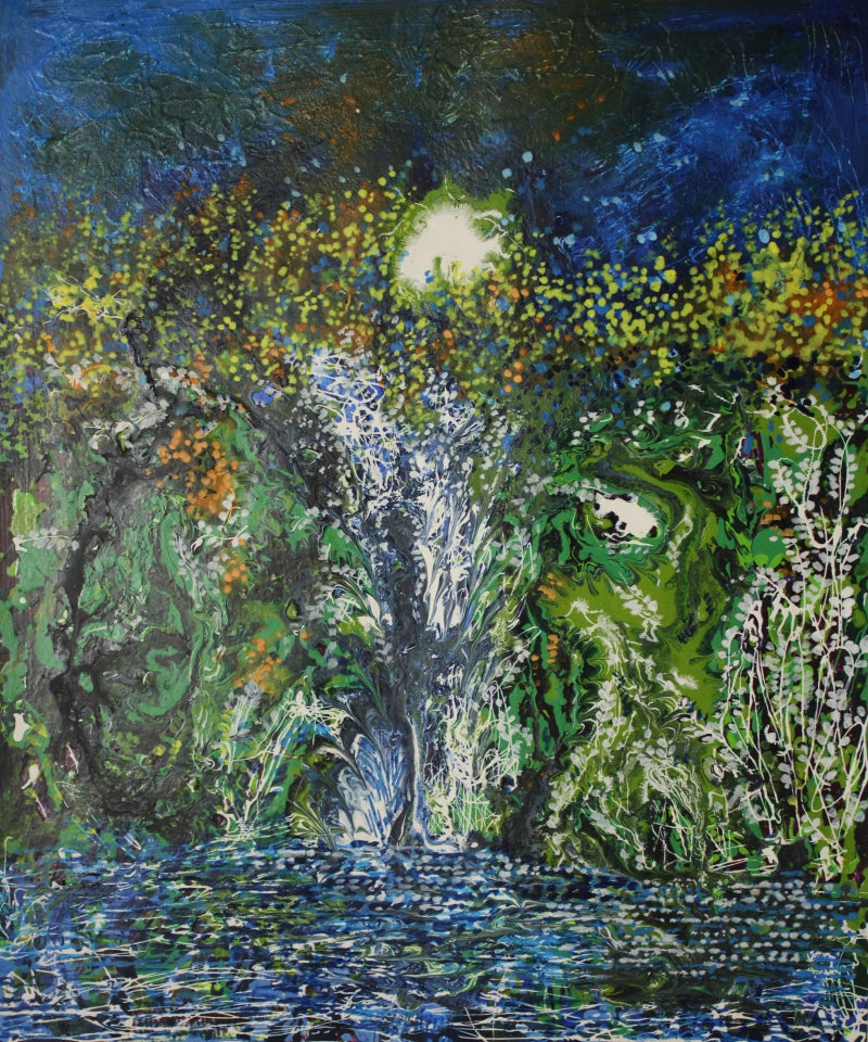 Untitled 1 by Palash Chandra Naskar, Original Acrylic Nature Painting on Paper, X-Small Vertical Wall Art