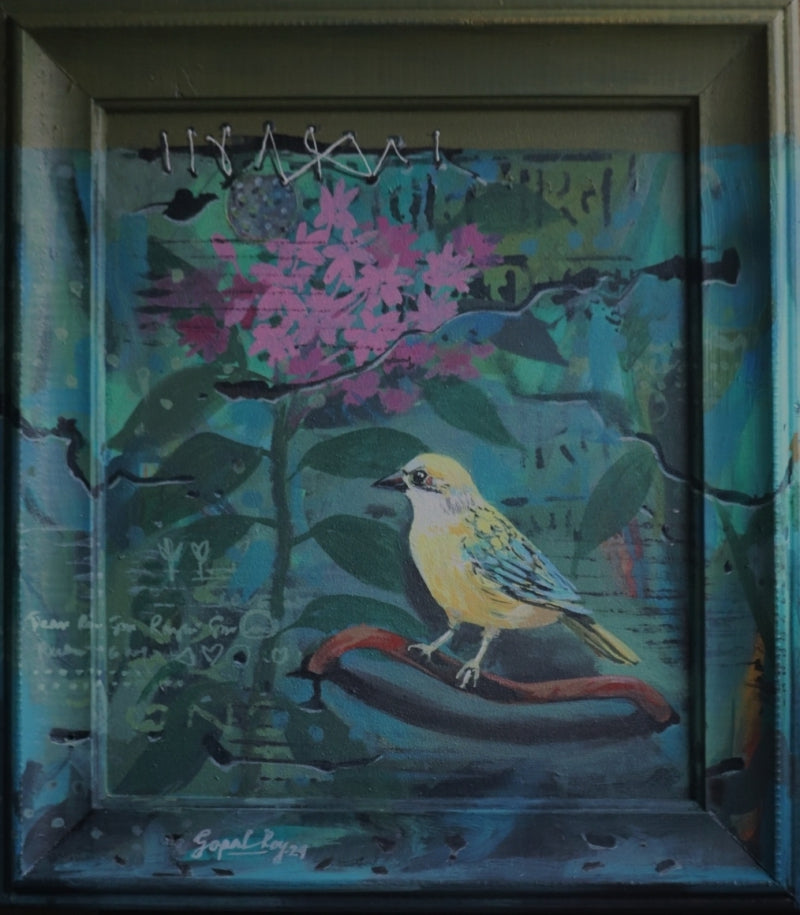 Untitled 1' animals acrylic painting by artist Gopal Roy, 18x16 inch, on framed canvas