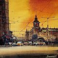 Untitled 1' cityscape acrylic painting by artist Soumen Saha, 12x12 inch, on canvas board