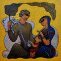 Untitled 1' figurative acrylic painting by artist Ramesh Gujar, 36x36 inch, on canvas